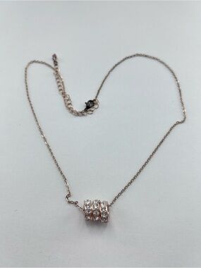 Delicate Rose Gold Pendant Necklace with Crystal Accents